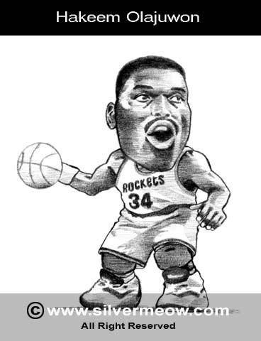 Caricatura de Hakeem Olajuwon