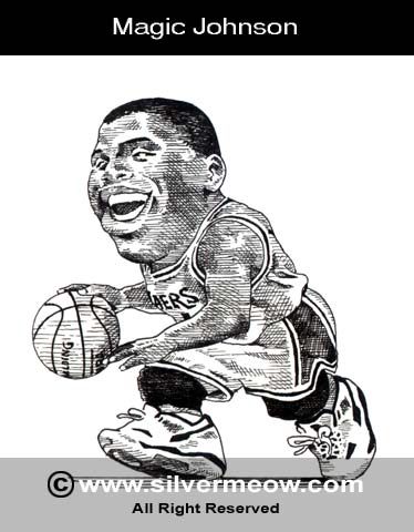 Caricatura de Magic Johnson
